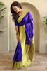 Fantastic Royal Blue Zari Weaving Silk Event Wear Saree With Blouse