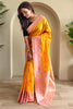 Amazing Yellow Zari Weaving Silk Festival Wear Saree With Blouse