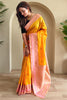 Amazing Yellow Zari Weaving Silk Festival Wear Saree With Blouse