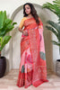 Fantastic Peach Bandhani Printed Tissue Silk Function Wear Saree