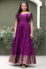Marvelous Purple Zari Weaving Silk Festival Wear Gown