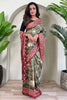 Amazing Green Pichwai Printed Viscose Festival Wear Saree With Blouse
