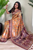 Unique Orange Pichwai Printed Viscose Casual Wear Saree With Blouse