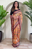 Unique Orange Pichwai Printed Viscose Casual Wear Saree With Blouse