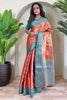 Enjoyable Orange Zari Weaving Tissue Silk Festival Wear Saree