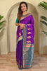 Surprising Purple Zari Weaving Paithani Silk Wedding Saree With Blouse