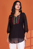 Fabulous Black Thread Embroidered Georgette Western Top