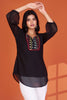 Fabulous Black Thread Embroidered Georgette Western Top