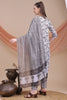 Spectacular Grey Floral Printed Cotton Casual Wear Salwar Suit With Dupatta