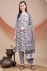 Spectacular Grey Floral Printed Cotton Casual Wear Salwar Suit With Dupatta