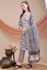Spectacular Grey Floral Printed Cotton Casual Wear Salwar Suit With Dupatta