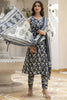 Charming Grey Floral Printed Cotton Daily Wear Salwar Suit With Dupatta