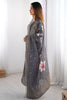 Incredible Grey Floral Print Silk Traditional Pant Suit With Dupatta