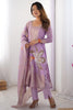 Surprising Pink Floral Print Silk Festival Wear Pant Suit With Dupatta
