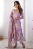 Surprising Pink Floral Print Silk Festival Wear Pant Suit With Dupatta