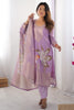 Surprising Pink Floral Print Silk Festival Wear Pant Suit With Dupatta