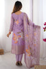 Surprising Pink Floral Print Silk Festival Wear Pant Suit With Dupatta