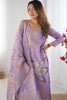 Surprising Pink Floral Print Silk Festival Wear Pant Suit With Dupatta