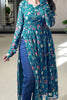 Gorgeous Teal Green Printed Georgette Casual Wear Nayra Cut Kurti