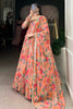 Beautiful Peach Floral Printed Georgette Festival Wear Gown