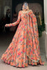 Beautiful Peach Floral Printed Georgette Festival Wear Gown