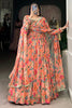 Beautiful Peach Floral Printed Georgette Festival Wear Gown