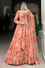 Beautiful Peach Floral Printed Georgette Festival Wear Gown