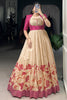 Awesome Pink Floral Printed Silk Festival Wear Gown With Jacket