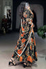 Adorable Orange Floral Print Georgette Function Wear Gown With Dupatta