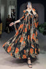 Adorable Orange Floral Print Georgette Function Wear Gown With Dupatta