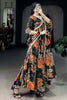 Adorable Orange Floral Print Georgette Function Wear Gown With Dupatta