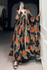 Adorable Orange Floral Print Georgette Function Wear Gown With Dupatta