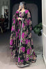 Attractive Pink Floral Print Georgette Casual Wear Gown With Dupatta