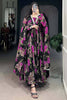 Attractive Pink Floral Print Georgette Casual Wear Gown With Dupatta