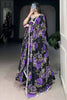 Dazzling Purple Floral Print Georgette Event Wear Gown With Dupatta