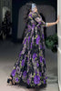 Dazzling Purple Floral Print Georgette Event Wear Gown With Dupatta