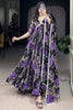 Dazzling Purple Floral Print Georgette Event Wear Gown With Dupatta