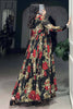 Pretty Red Floral Print Georgette Traditional Gown With Dupatta