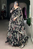 Captivating Black Floral Printed Georgette Traditional Gown