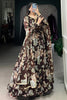 Gorgeous Brown Floral Printed Georgette Event Wear Gown