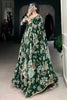 Attractive Green Floral Printed Georgette Evening Wear Gown