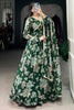 Attractive Green Floral Printed Georgette Evening Wear Gown