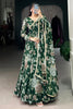 Attractive Green Floral Printed Georgette Evening Wear Gown