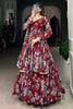 Incredible Maroon Floral Printed Georgette Festival Wear Gown