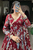 Incredible Maroon Floral Printed Georgette Festival Wear Gown