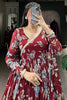 Incredible Maroon Floral Printed Georgette Festival Wear Gown