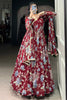 Incredible Maroon Floral Printed Georgette Festival Wear Gown