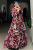 Incredible Maroon Floral Printed Georgette Festival Wear Gown