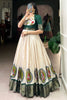 Lovable off-White Kalamkari Print Silk Gown With Green Jacket