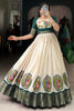 Lovable off-White Kalamkari Print Silk Gown With Green Jacket